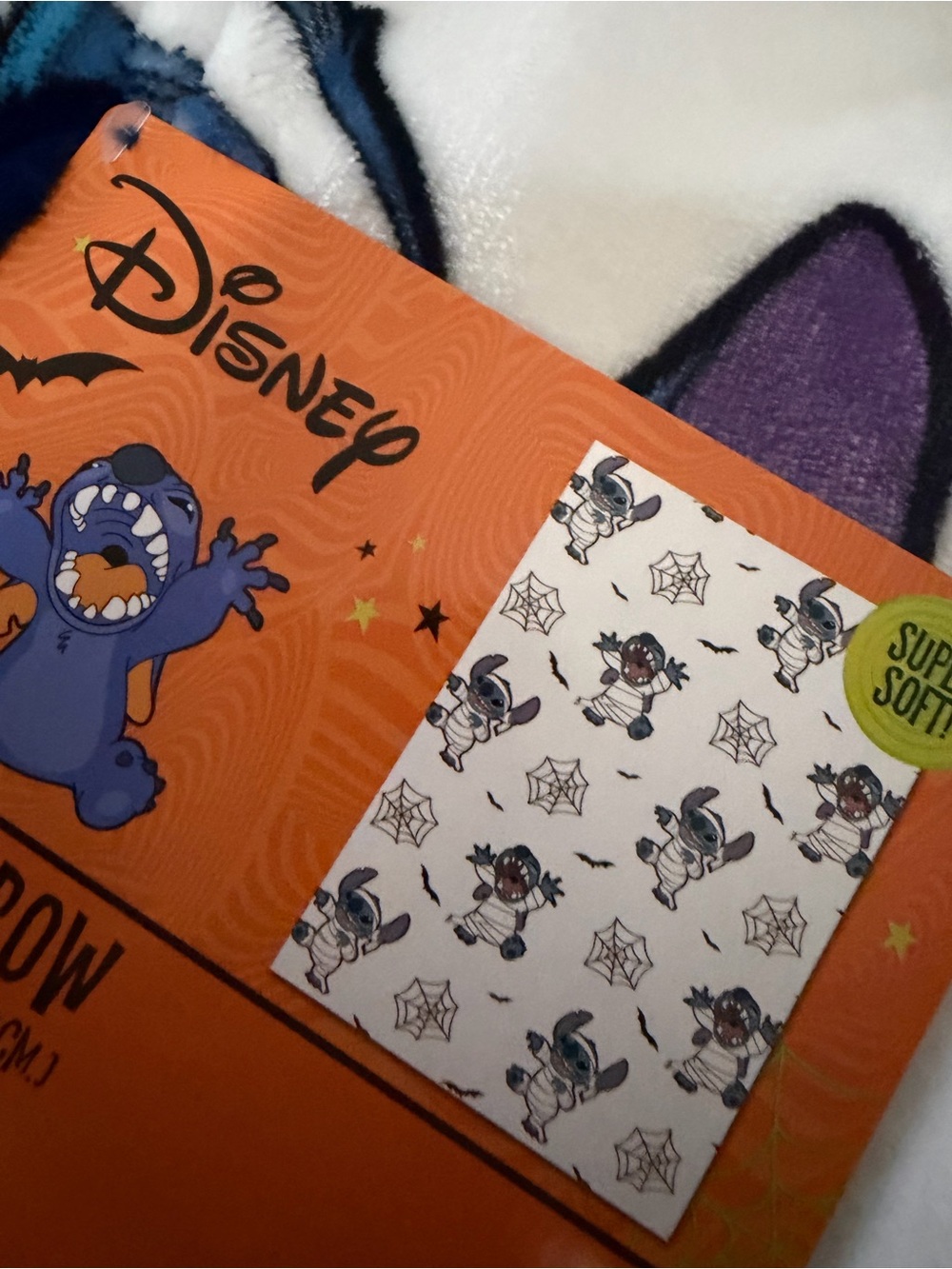 Disney Halloween Stitch Plush Throw - White, Purple, Black, Blue
